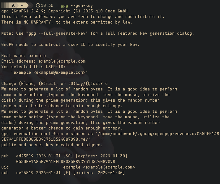 Generating a key pair